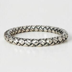 Brighton Vintage Rare Retired Braided Chunky Bangle Bracelet Silver Plated